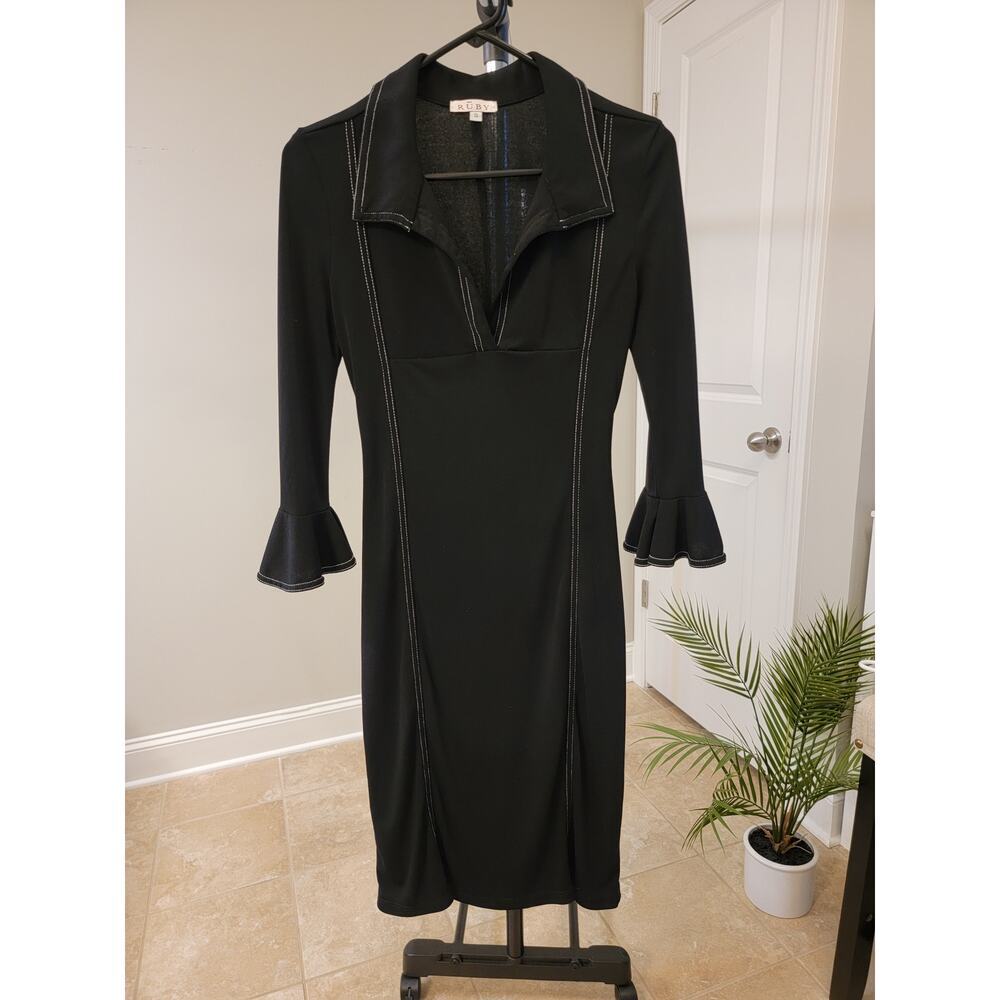 RUBY Black midi length dress size small